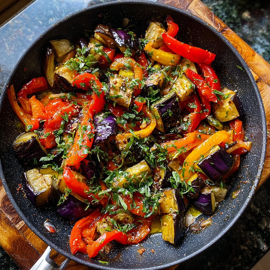 Auberginenpfanne leicht und frisch