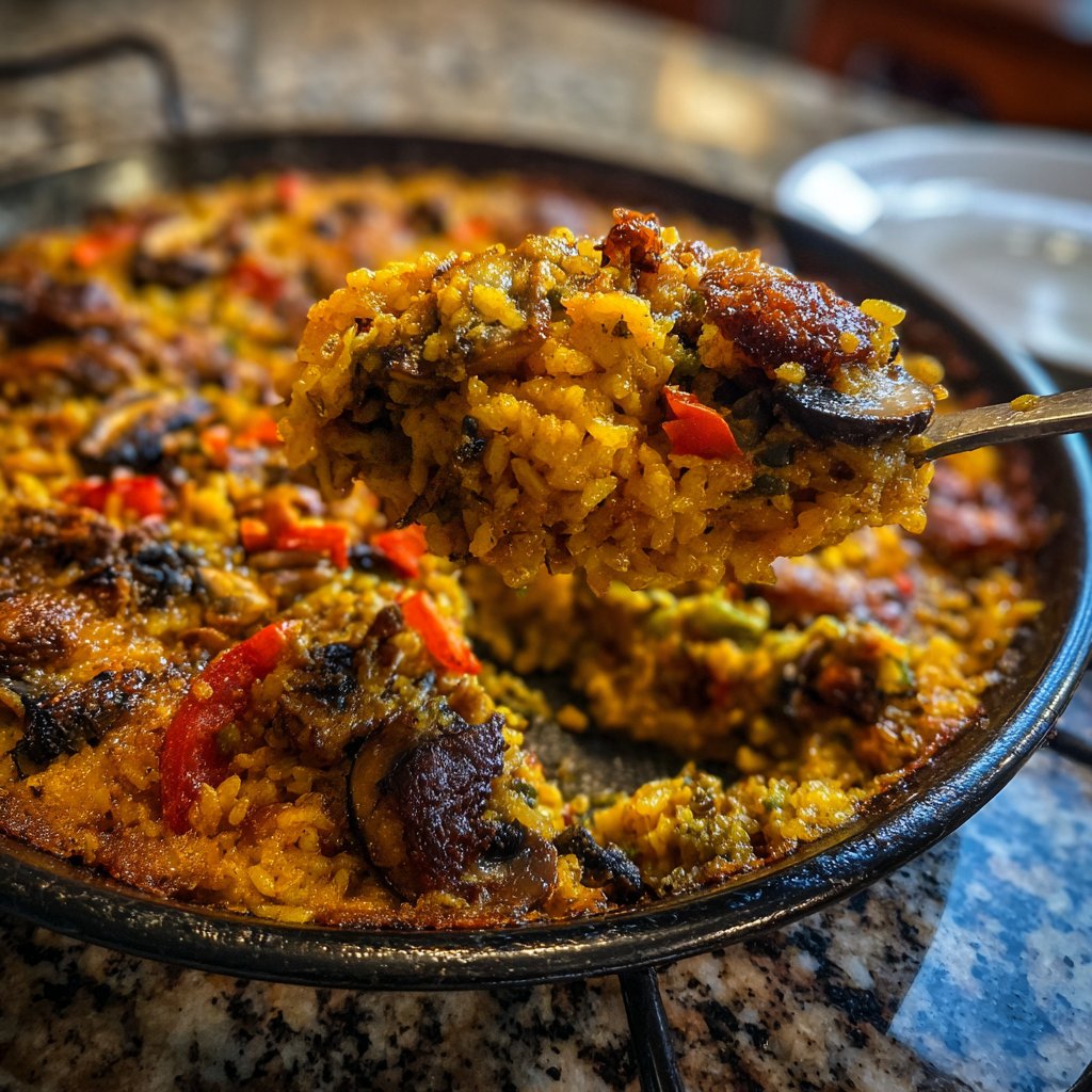 Paella mit Pilzen