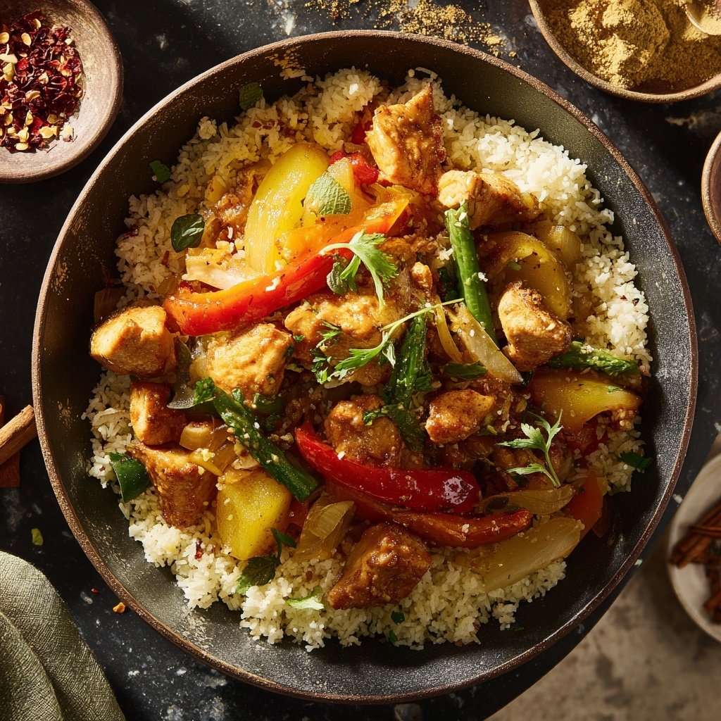 Abendessen mit Reisgericht