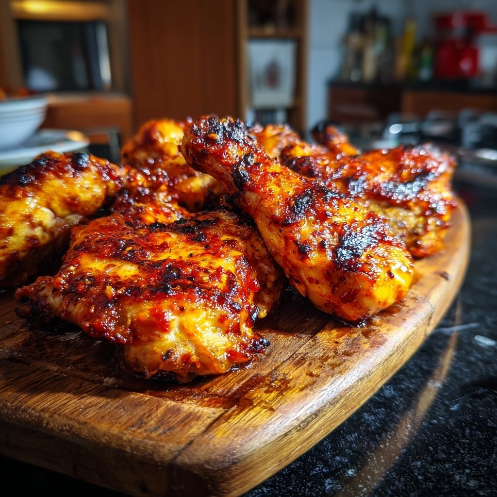 Gegrillte Hähnchenschenkel Mit Paprika Marinade