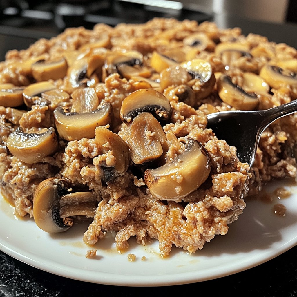 Hackfleisch Pfanne mit Champignons