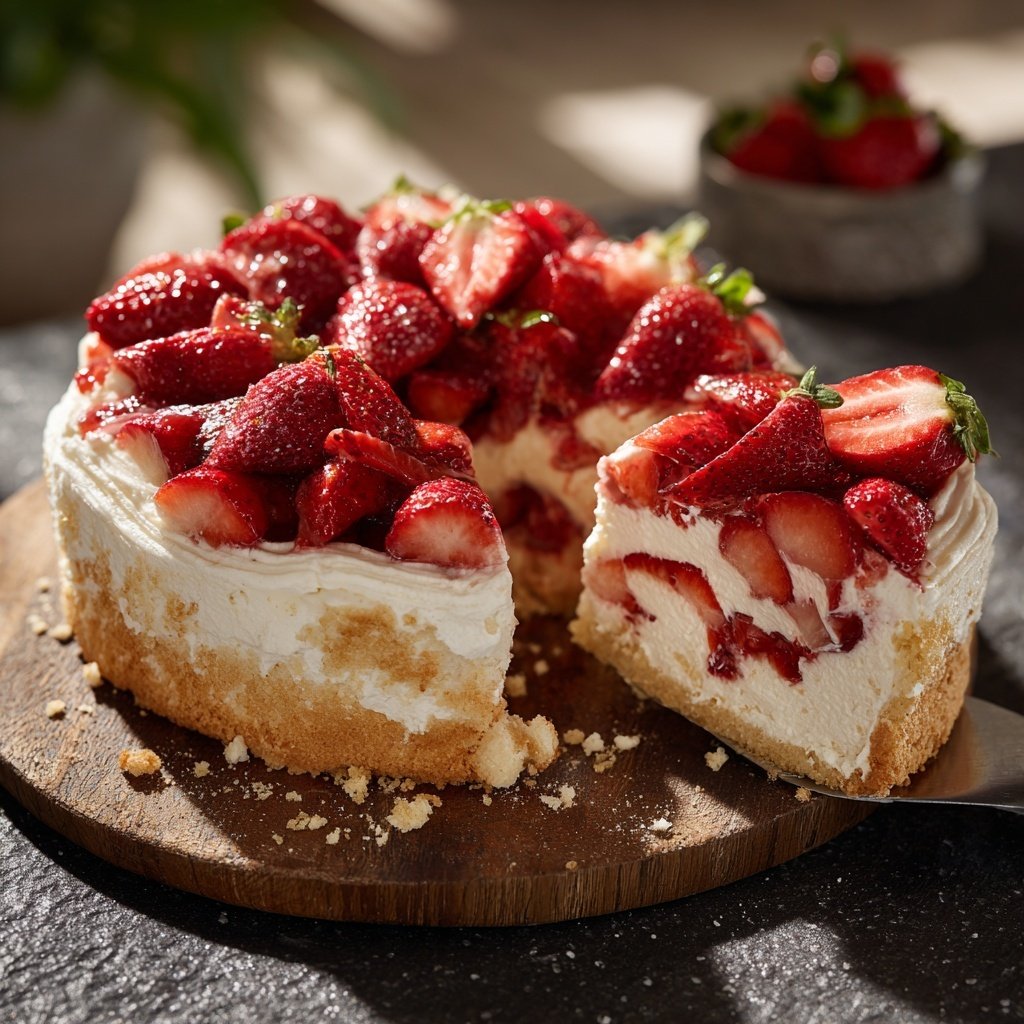 Erdbeer Kuchen Mit Cremigem Topping