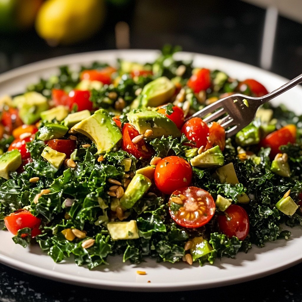 Chopped Kale Power Salad mit Zitronen-Tahini-Dressing